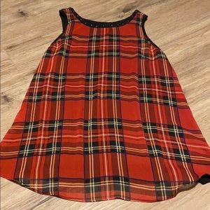 Express red plaid top with spiked ringed collar